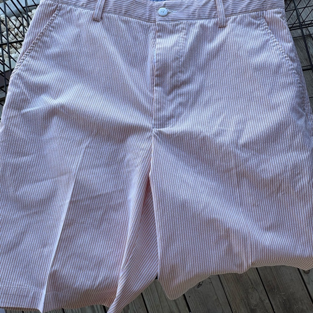 FootJoy Men's Pink and White Striped Shorts